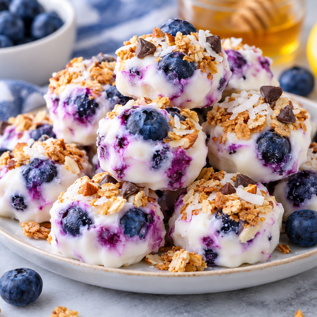 Healthy Blueberry Greek Yogurt Bites