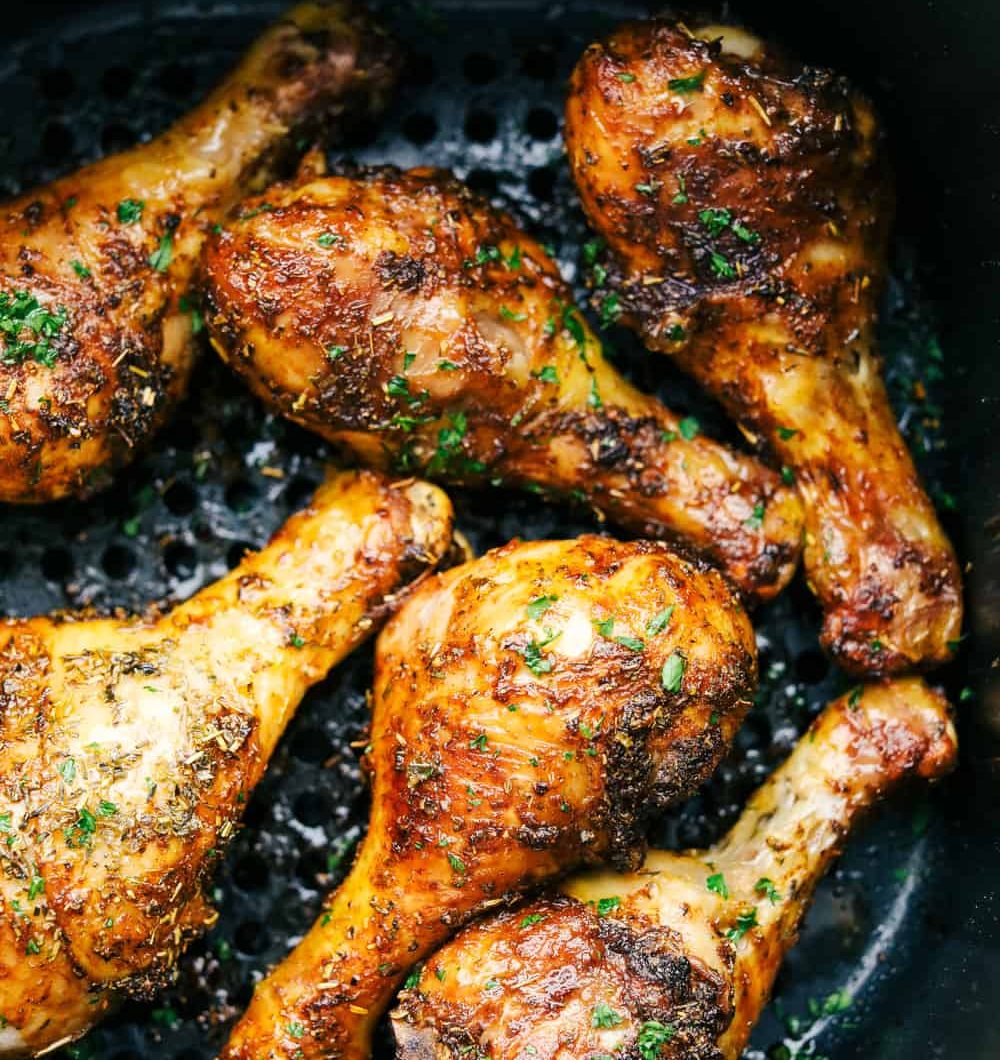 Crispy Air Fryer Chicken Legs with Buttery Dijon Marinade