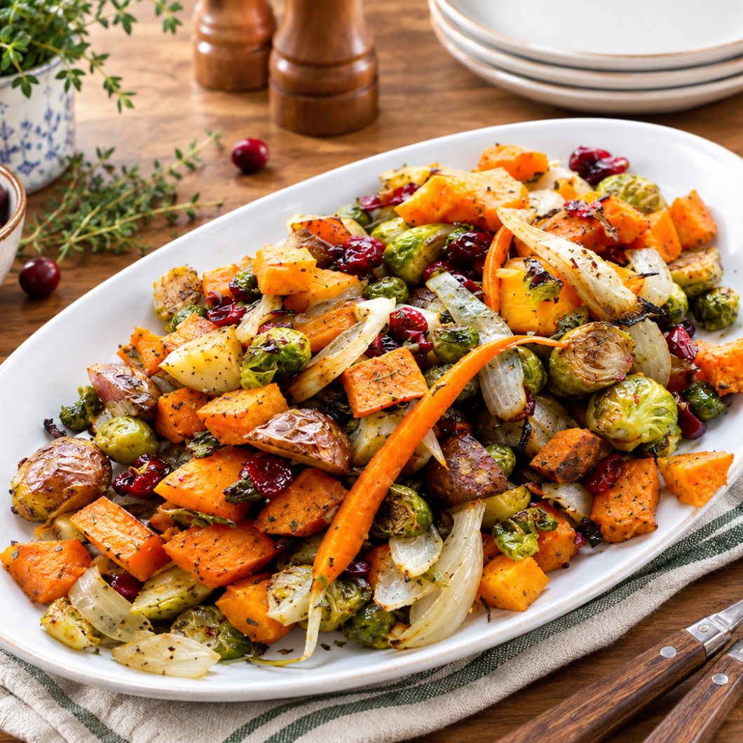 Healthy Roasted Vegetables with Cranberries & Herbs 