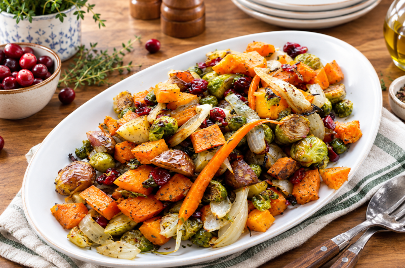 Healthy Roasted Vegetables with Cranberries & Herbs 