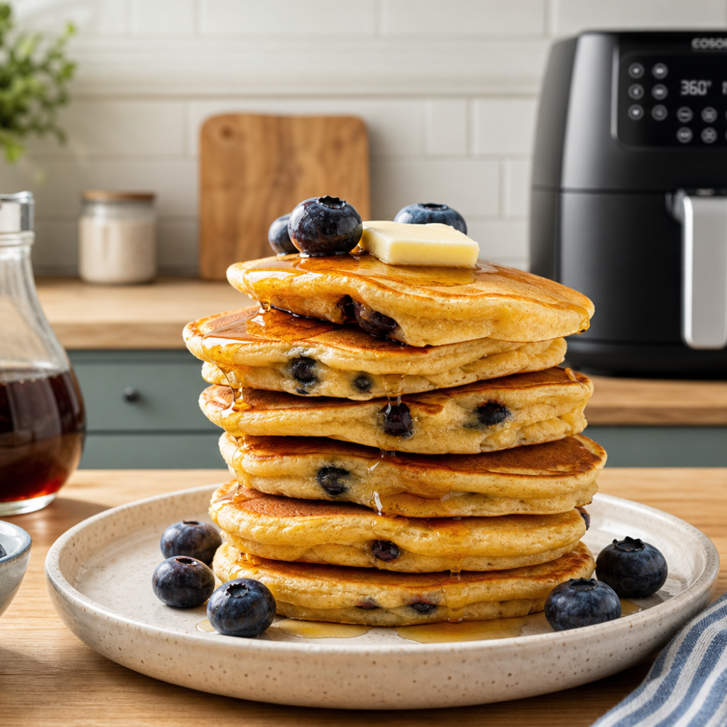 High Protein Blueberry Cottage Cheese Pancakes