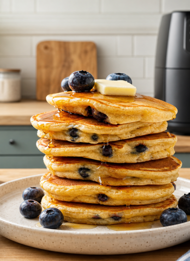 High Protein Blueberry Cottage Cheese Pancakes