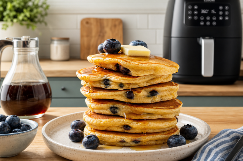 High Protein Blueberry Cottage Cheese Pancakes